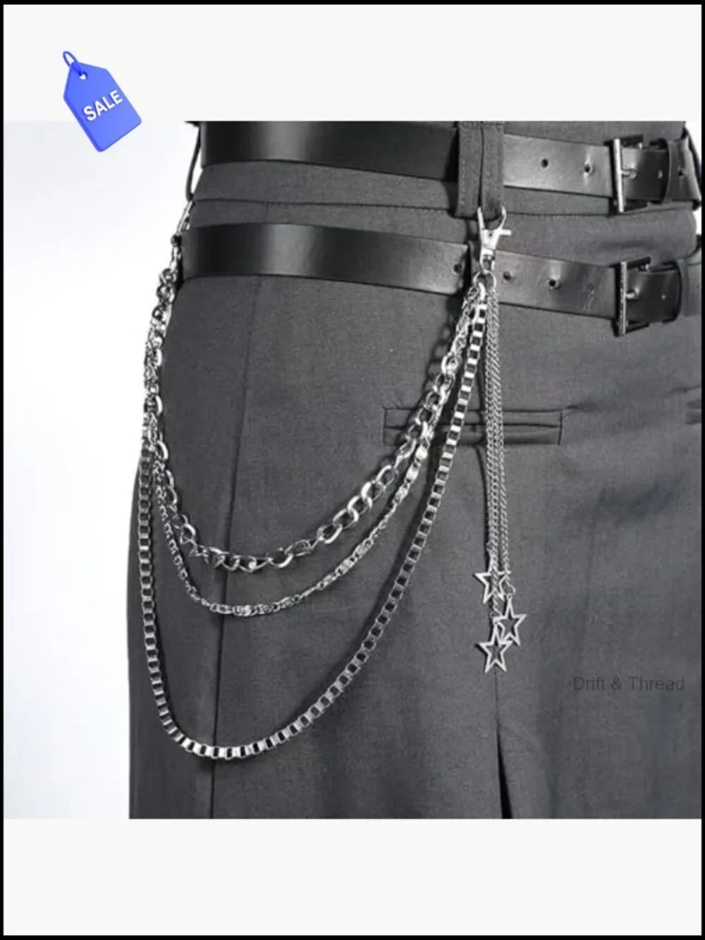 Goth Punk Pants Chain, Chunky Layered Hip Hop Wallet Chain for Men Women